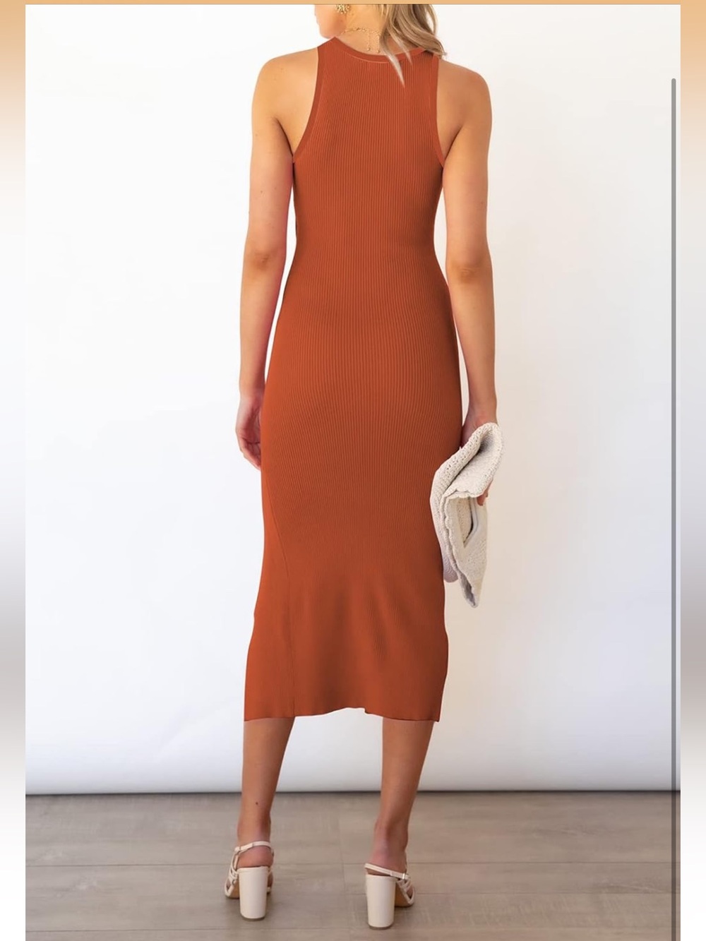 Terracotta Cutout Knit Summer Dress - Picture 5 of 8